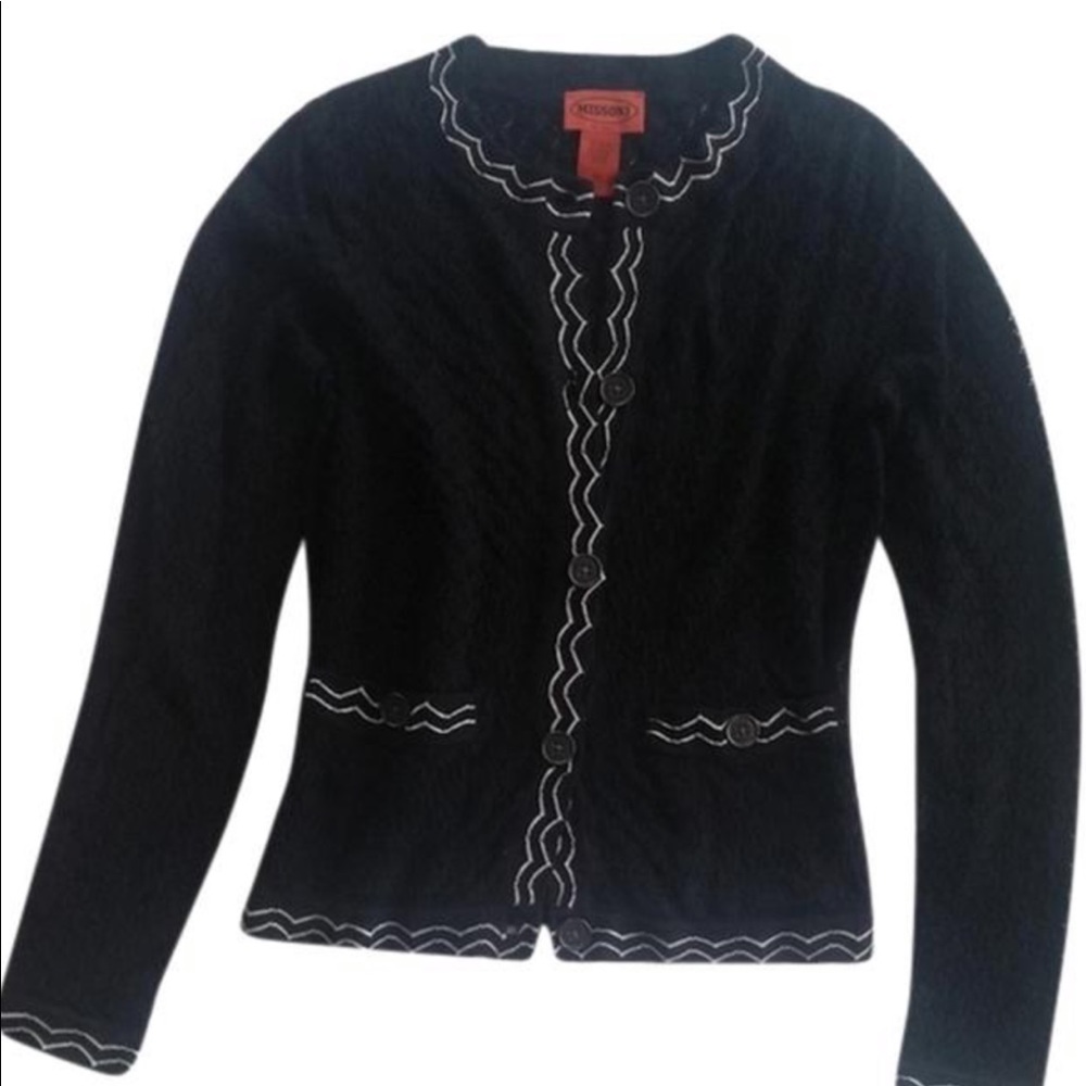 Missoni for Target Black Sweater with White Zigzag Trim